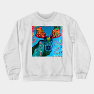 Moose in Colorful Forest Crewneck Sweatshirt